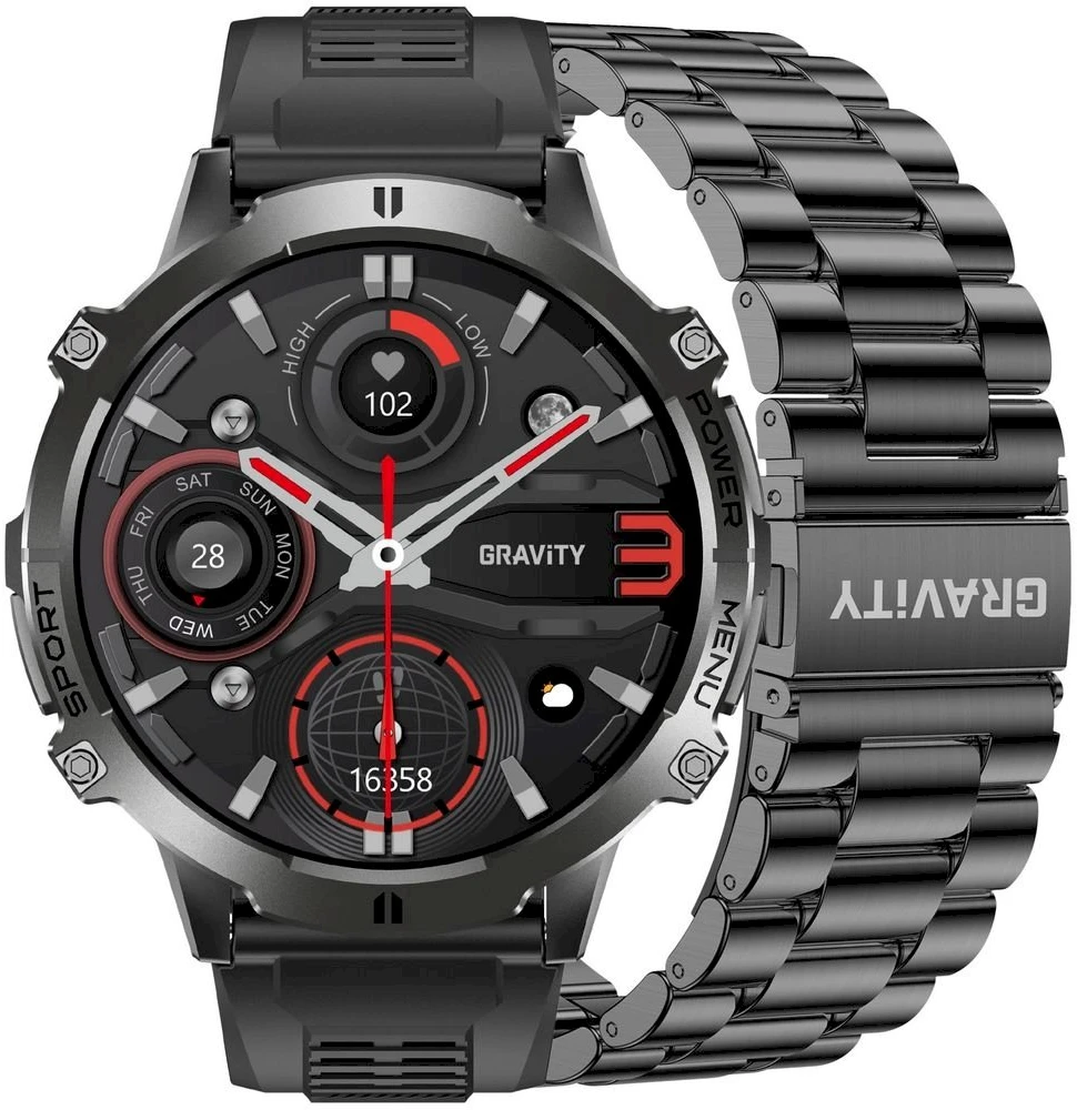 Išmanusis laikrodis MĘSKI GRAVITY GT42-1 - AMOLED, DODATKOWA BRANSOLETA (sg056a)