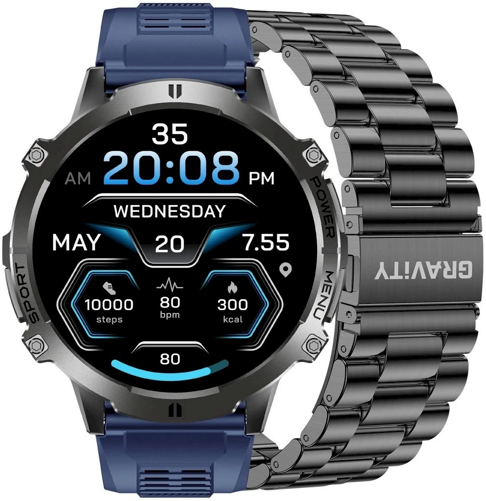 Išmanusis laikrodis MĘSKI GRAVITY GT42-2 - AMOLED, DODATKOWA BRANSOLETA (sg056b)