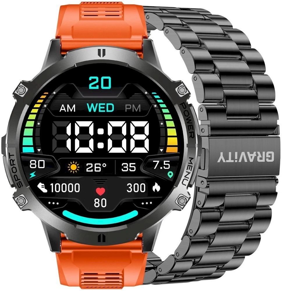 Išmanusis laikrodis MĘSKI GRAVITY GT42-5 - AMOLED, DODATKOWA BRANSOLETA (sg056e)