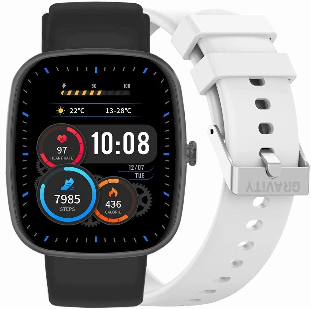 Išmanusis laikrodis UNISEX GRAVITY GT18-10 - BLUETOOTH POKALBIAI, PAPILDOMAS DIRŽELIS (sg036j)