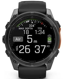 Išmanusis laikrodis Garmin Fenix 8 – 51 mm, AMOLED Skalūno pilkos spavos korpusas su juodu silikono dirželiu