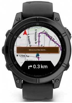 Išmanusis laikrodis Garmin Fenix E, 47 mm, AMOLED, Pilkai melsvos spalvos plienas, Juodo silikono dirželis