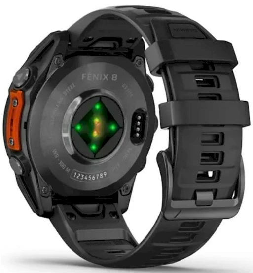Išmanusis laikrodis Garmin Fenix 8 – 51 mm, AMOLED Skalūno pilkos spavos korpusas su juodu silikono dirželiu
