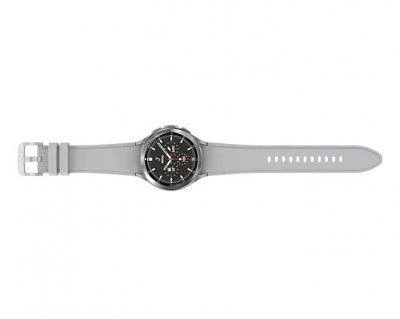 Išmanusis laikrodis Samsung Galaxy Watch 4 Classic LTE (46 mm), Sidabrinės spalvos korpusas su pilkos spalvos dirželiu