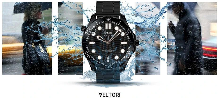 VELTORI VT150-1 Išmanusis laikrodis Juodas silikoninis dirželis ir Juoda apyrankė