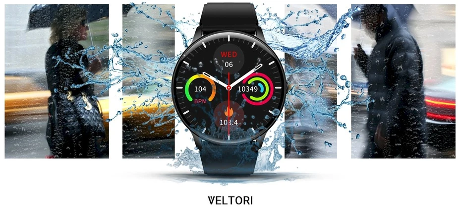 VELTORI VT160-1 Išmanusis laikrodis su juodu silikoniniu dirželiu