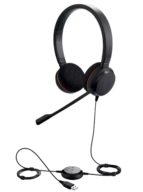 Ausinės JABRA EVOLVE 20 UC Stereo USB su lankeliu ant galvos triukšmo slopinimas USB jungtis su užtildymo mygtuku ir garsumo valdymu ant laido