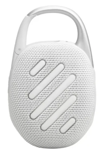 JBL Clip 5 nešiojama kolonėlė, Baltos spalvos