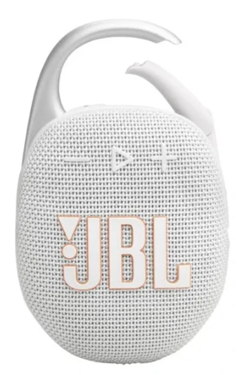 JBL Clip 5 nešiojama kolonėlė, Baltos spalvos
