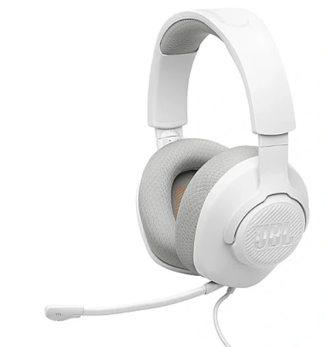 JBL Quantum 100M2 baltos žaidimų ausinės su mikrofonu