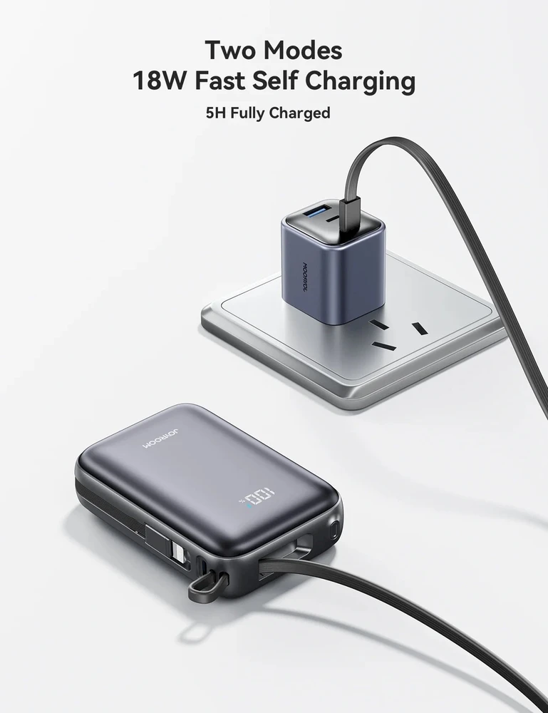 Joyroom JR-PBF29 20000mAh 22.5W išorinė baterija su dvigubu laidu - Juodas