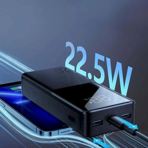 Joyroom JR-QP192 Star Series Mini 20000mAh 22.5W Powerbank with Digital Ekranas - Juodas