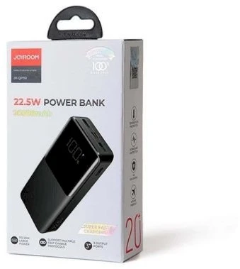 Joyroom JR-QP192 Star Series Mini 20000mAh 22.5W Powerbank with Digital Ekranas - Juodas