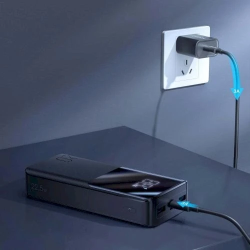 Joyroom JR-QP192 Star Series Mini 20000mAh 22.5W Powerbank with Digital Ekranas - Juodas