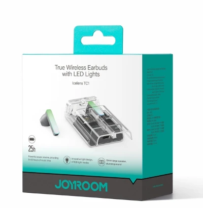 TWS Joyroom JR-TC1 IceLens Series belaidės ausinės su LED lights – juodos spalvos