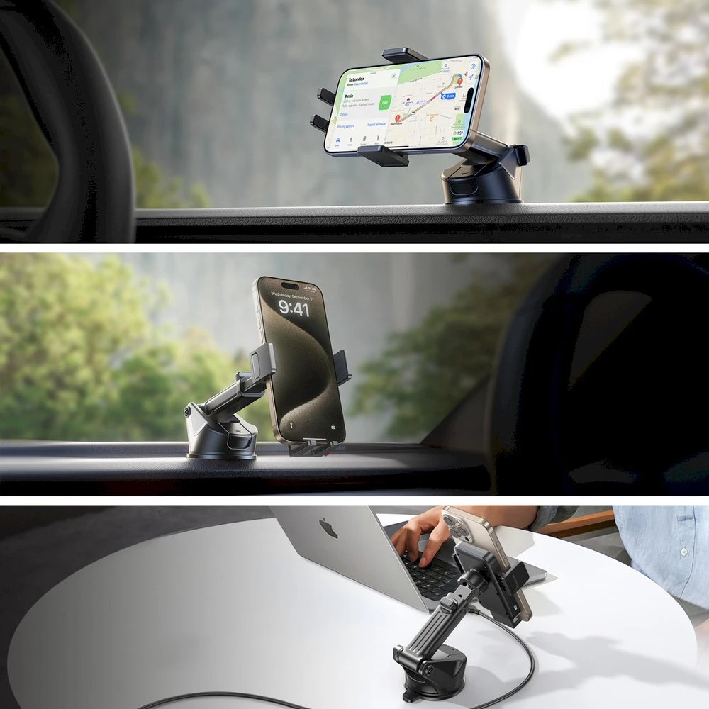 Joyroom JR-ZS241S car mount with inductive charger skirtas dashboard – juodos spalvos