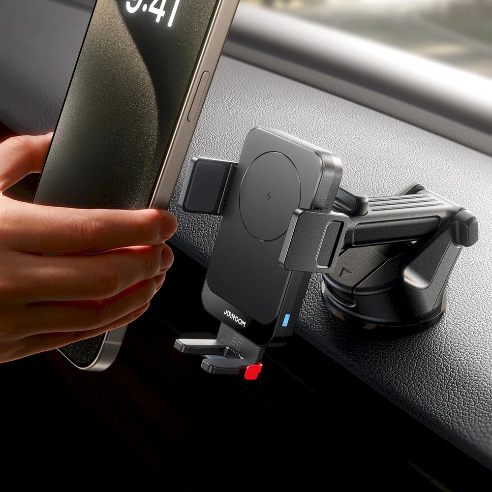 Joyroom JR-ZS241S car mount with inductive charger skirtas dashboard – juodos spalvos