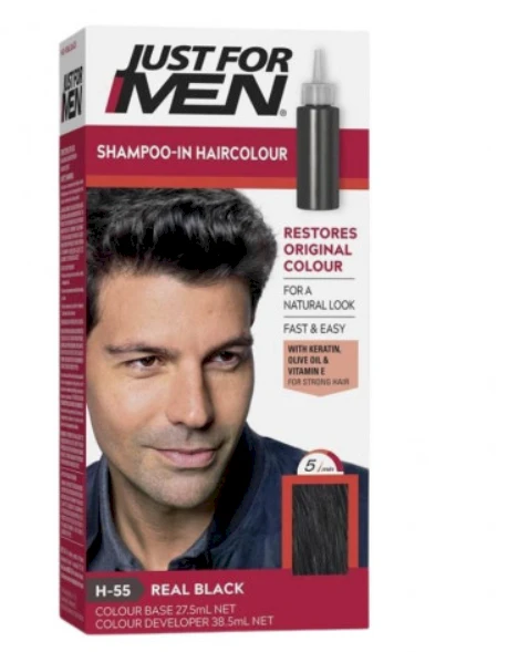 Just For Men Gel Color H55 Natural Real Juodas plaukų tonavimo priemonė vyrams