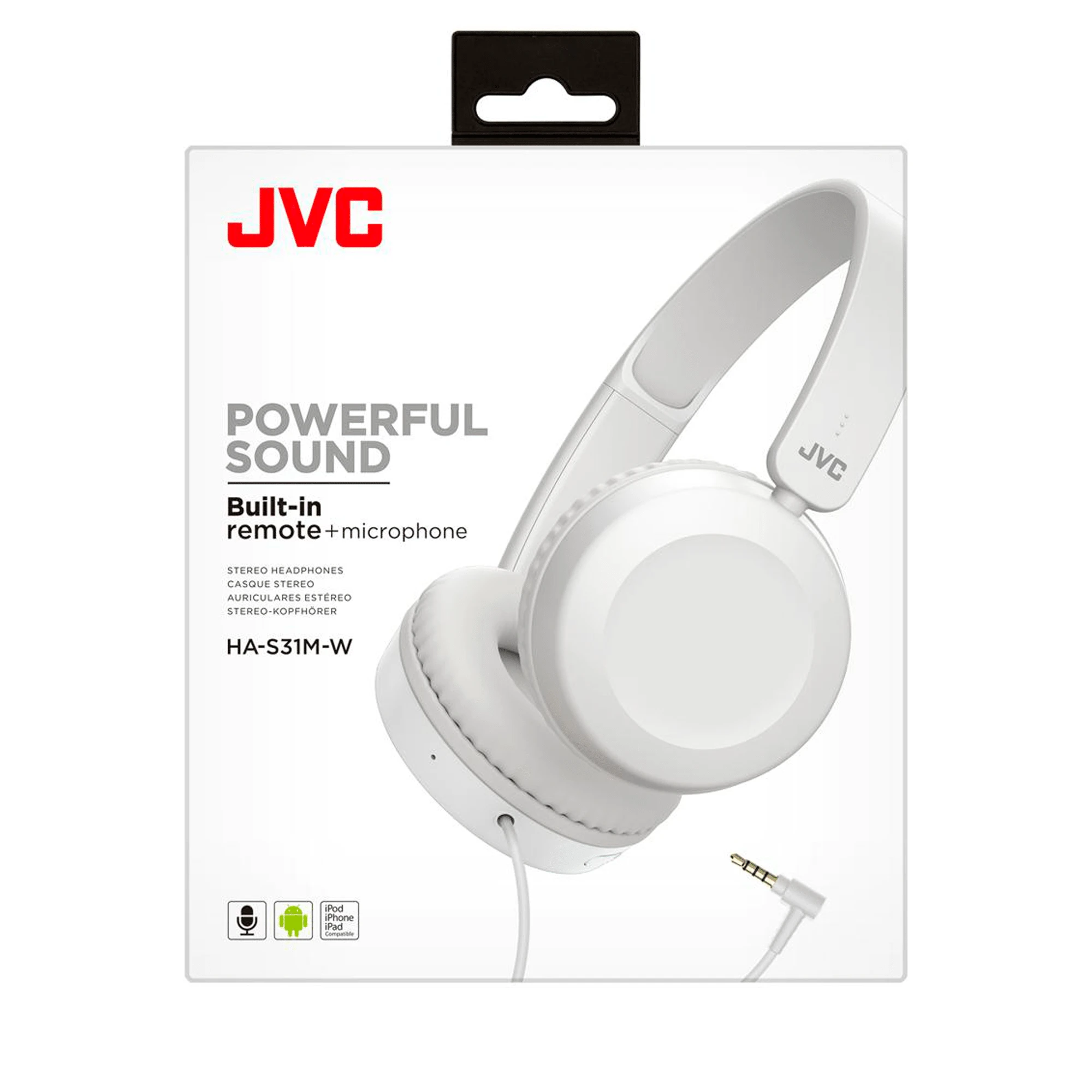 Ausinės JVC HA-S31M-W (on-ear, YES, baltas spalva