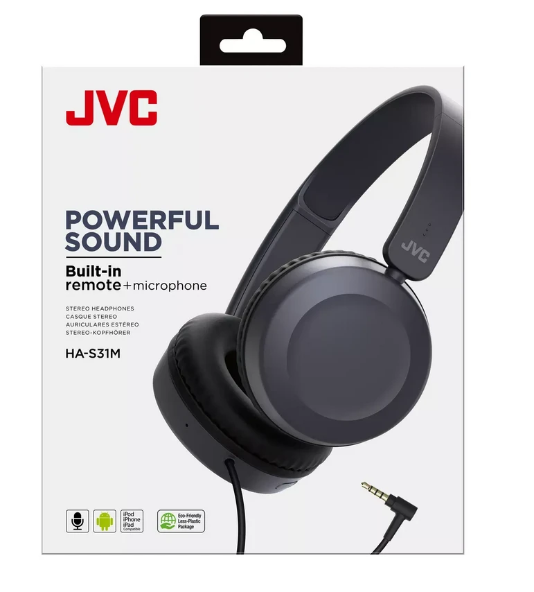 Ausinės JVC HA-S31M-A (on-ear, YES, mėlynas spalva