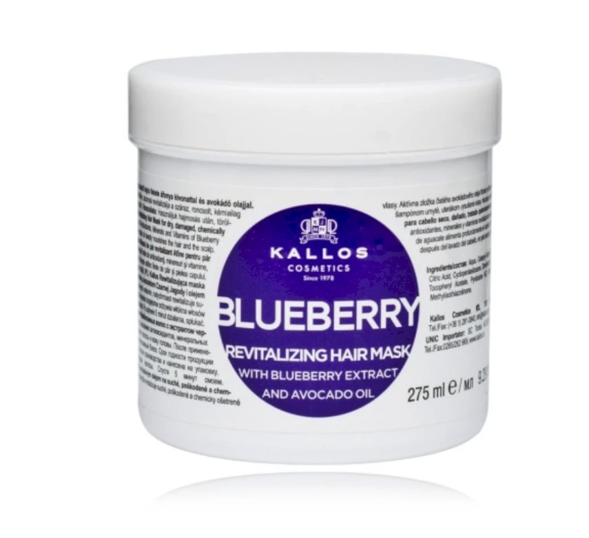 Kallos Cosmetics Blueberry Revitalizing Hair Mask atgaivinanti kaukė plaukams, 275 ml