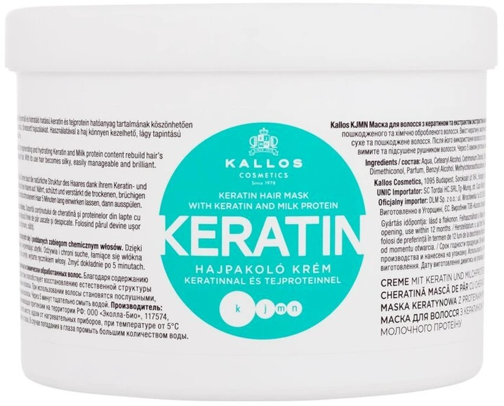 Kallos Cosmetics Keratin Hair Mask moterims, 500 ml