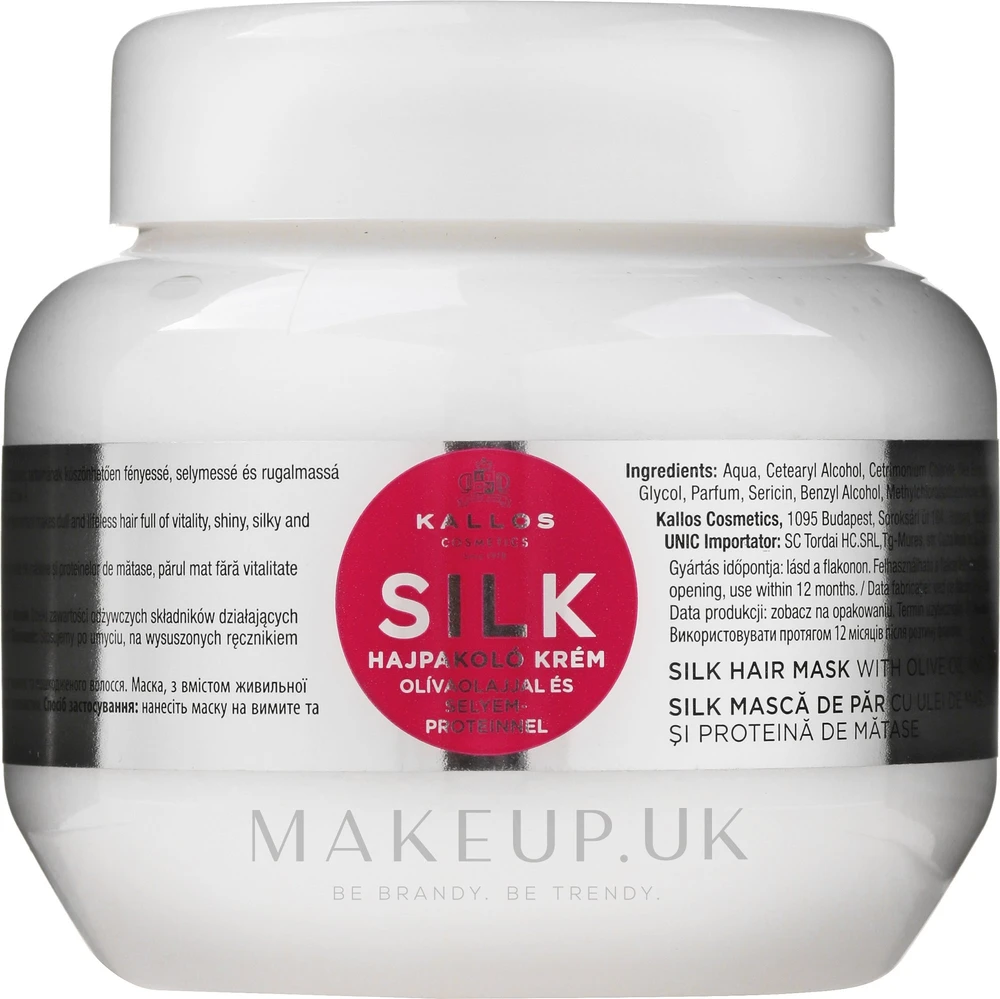 Kaukė sausiems, jautriems ir nualintiems plaukams Kallos SILK Hair Mask 275 ml