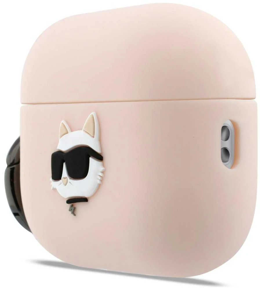 Karl Lagerfeld 3D Logo NFT Choupette Head Silicone dėklas skirtas AirPods Pro 3 Rožinė