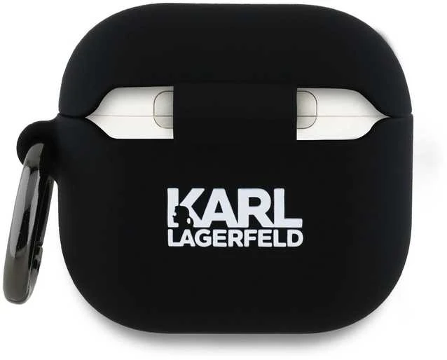 Karl Lagerfeld 3D Logo NFT Karl and Choupette silikoninis dėklas skirtas AirPods 4 juodos spalvos