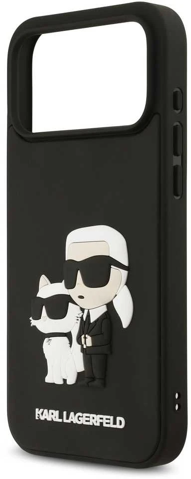 Karl Lagerfeld 3D Rubber Karl and Choupette dėklas skirtas Apple iPhone 17 Pro Max juodos spalvos