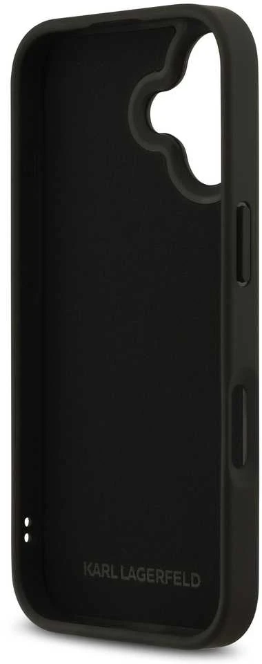 Karl Lagerfeld 3D Rubber Karl and Choupette dėklas skirtas Apple iPhone 17 juodos spalvos