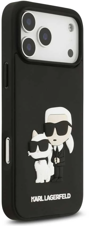 Karl Lagerfeld 3D Rubber Karl and Choupette dėklas skirtas Apple iPhone 17 Pro Max juodos spalvos
