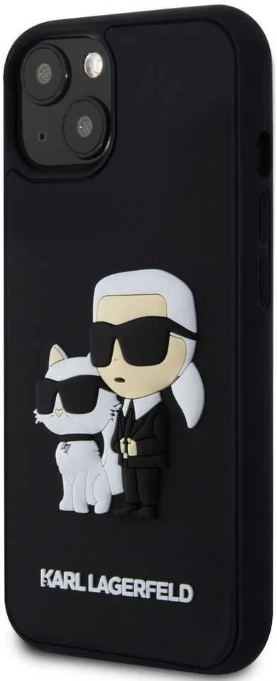 Karl Lagerfeld 3D Rubber Karl and Choupette dėklas telefonui Apple iPhone 13 juodos spalvos