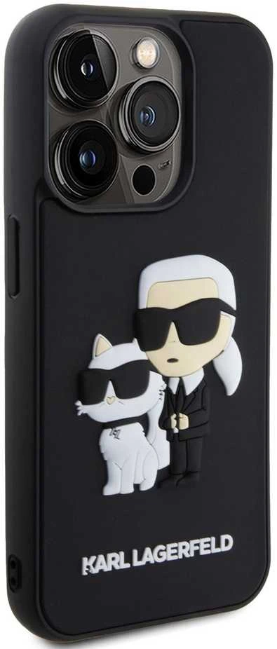 Karl Lagerfeld 3D Rubber Karl and Choupette Apple iPhone 13 Pro dėklas telefonui juodos spalvos