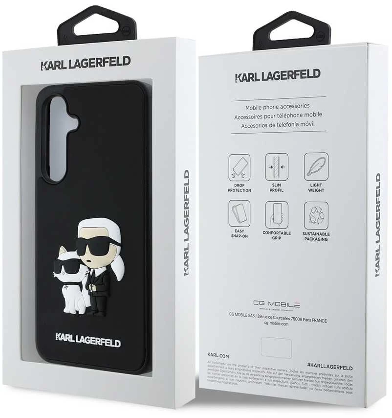 Karl Lagerfeld KLHCS24FE3DRKCNK S24 FE S721 dėklas telefonui juodos spalvos hardcase 3D Rubber Karl&Choupette