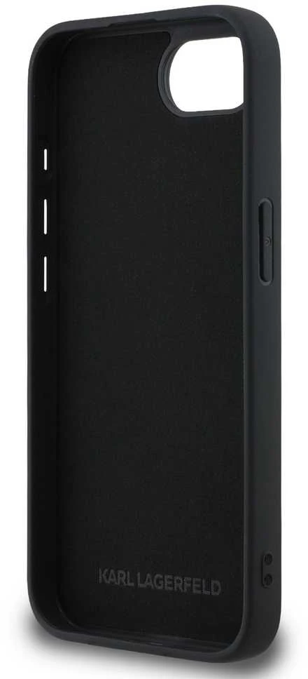 Karl Lagerfeld 3D Rubber Karl and Choupette dėklas skirtas Apple iPhone 16e juodos spalvos