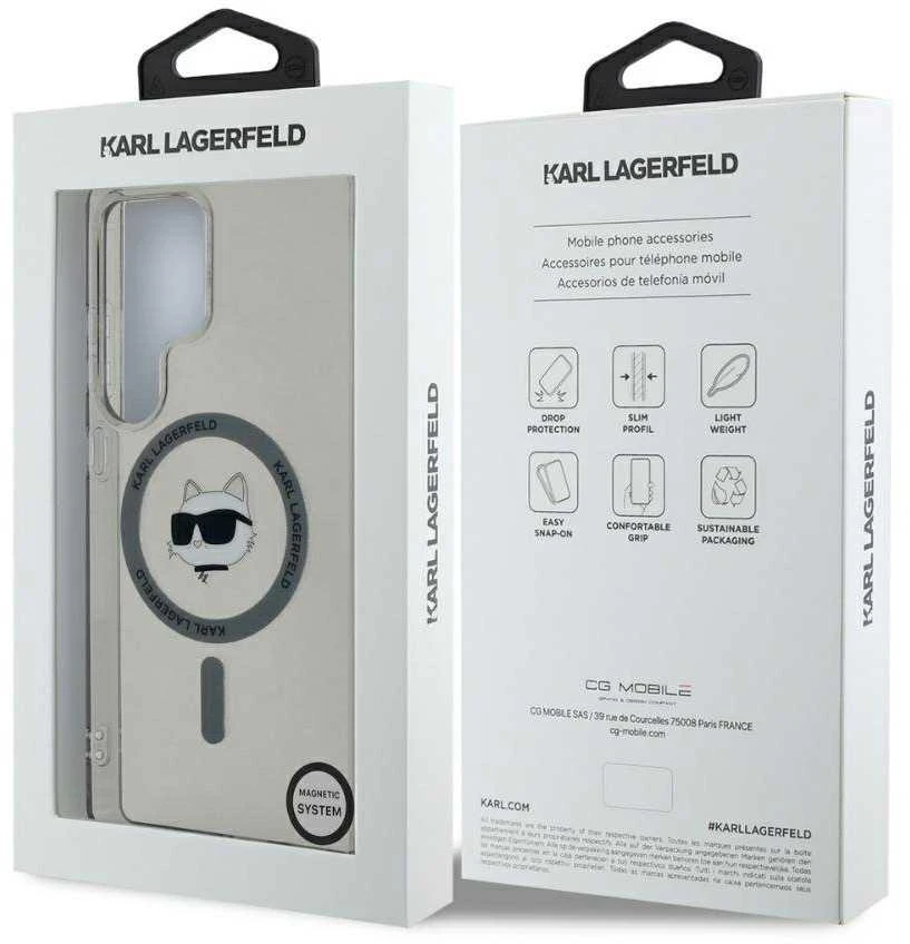 Dėklas Karl Lagerfeld Button Choupette Head Printed Logo MagSafe Samsung Galaxy S25 Ultra juodos spalvos
