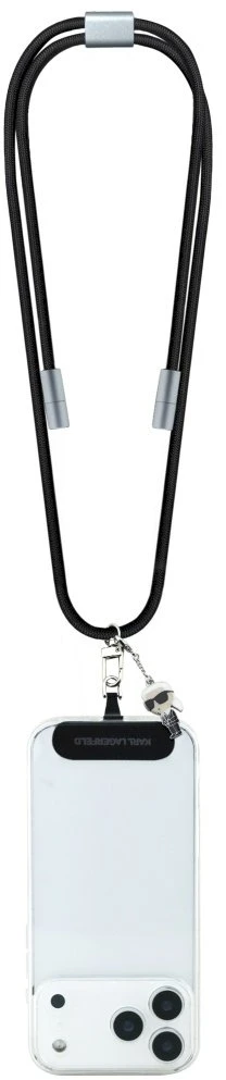 Universal Karl Lagerfeld CBDY Ikonik Charm USB-C/USB-C kabelis Lanyard juodos spalvos