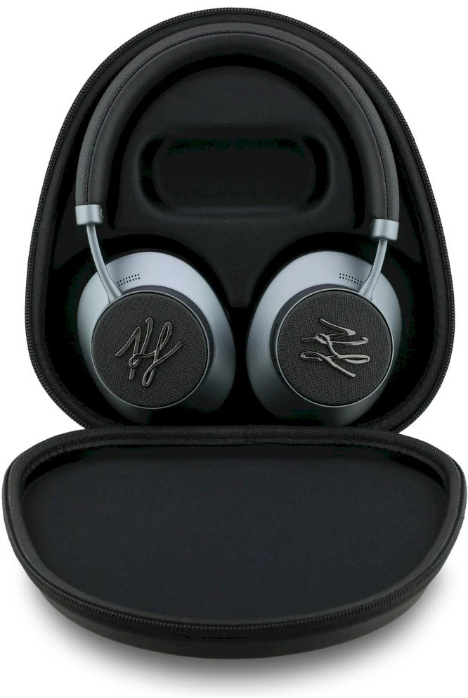Belaidės ausinės ANC Karl Lagerfeld Grained Initials KF003083 juodas