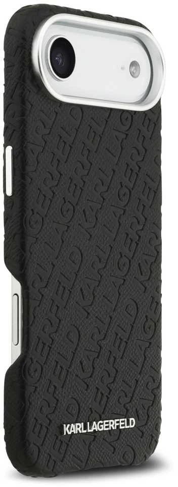 Karl Lagerfeld Grained PU Repeated Logo MagSafe dėklas skirtas Apple iPhone Air juodos spalvos