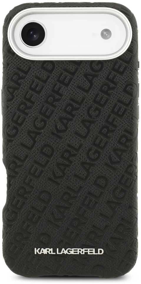 Karl Lagerfeld Grained PU Repeated Logo MagSafe dėklas skirtas Apple iPhone Air juodos spalvos