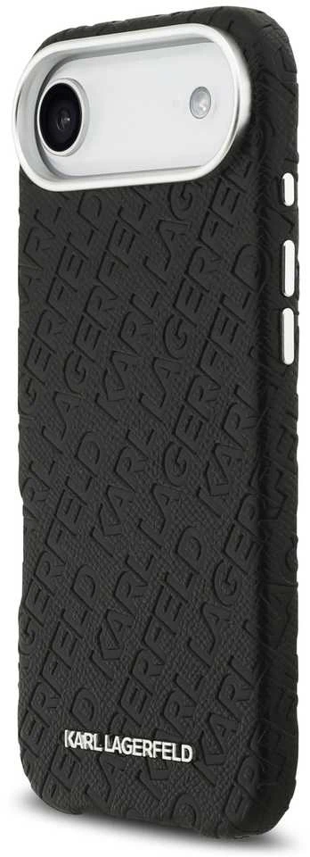 Karl Lagerfeld Grained PU Repeated Logo MagSafe dėklas skirtas Apple iPhone Air juodos spalvos