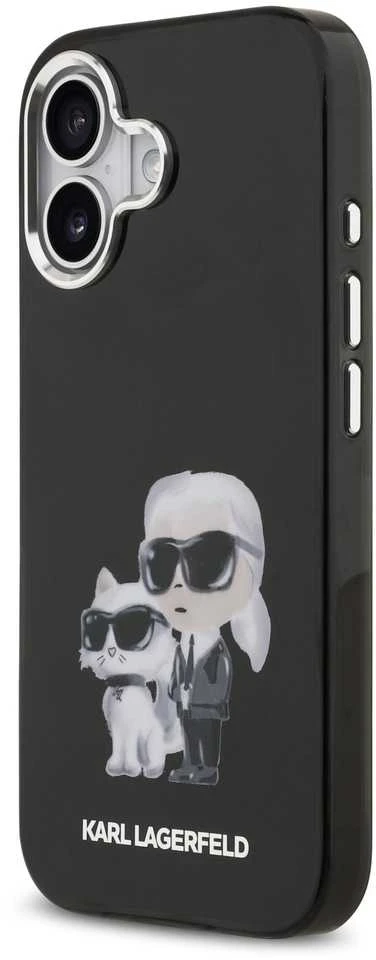Karl Lagerfeld IML Aquarelle Karl and Choupette dėklas skirtas Apple iPhone 17 juodos spalvos