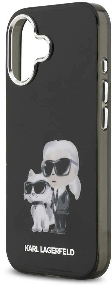 Karl Lagerfeld IML Aquarelle Karl and Choupette dėklas skirtas Apple iPhone 17 juodos spalvos