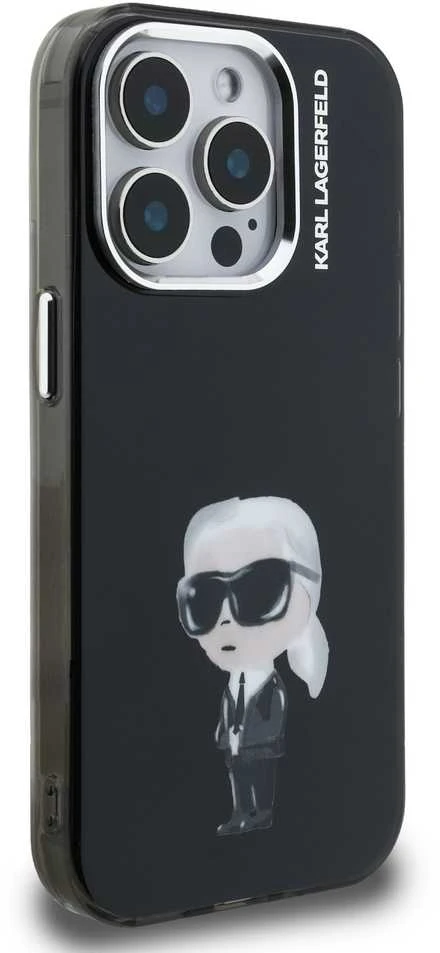 Karl Lagerfeld IML Aquarelle Karl dėklas Apple iPhone 15 Pro Max juodos spalvos