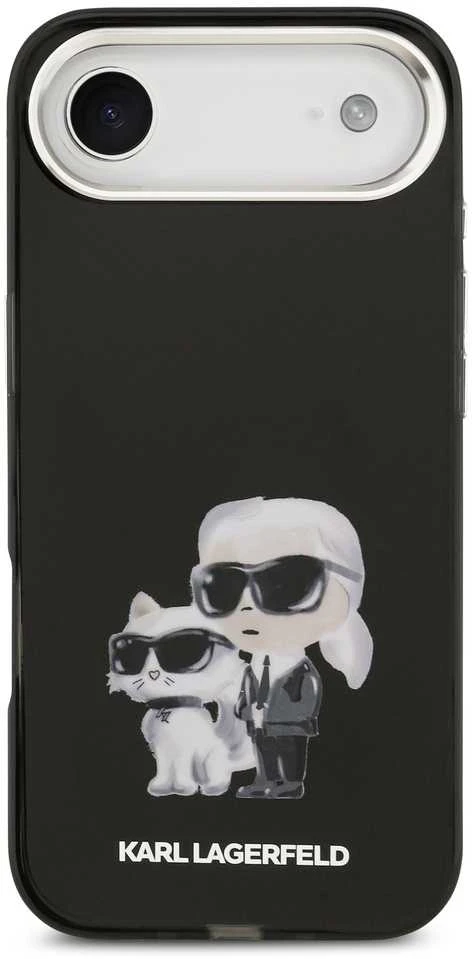 Karl Lagerfeld IML Aquarelle Karl and Choupette dėklas skirtas Apple iPhone Air juodos spalvos