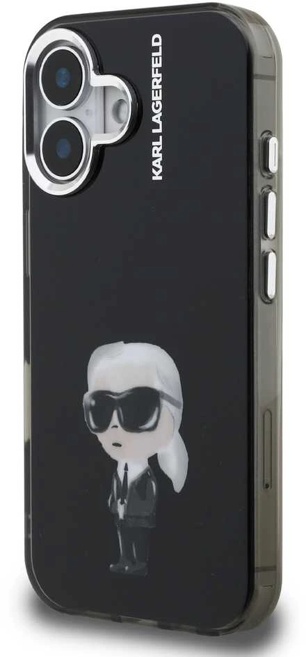 Karl Lagerfeld IML Aquarelle Karl dėklas Apple iPhone 16 juodos spalvos