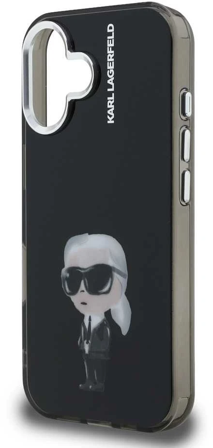 Karl Lagerfeld IML Aquarelle Karl dėklas Apple iPhone 16 juodos spalvos