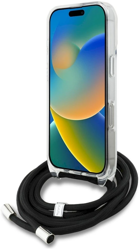 Karl Lagerfeld IML per petį nešiojamas Karl&Choupette dėklas iPhone 16 Pro telefonui - Baltas