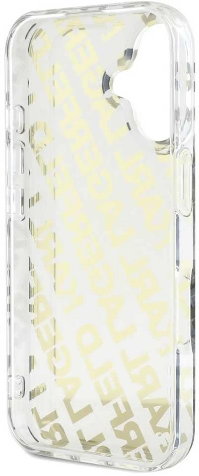 Karl Lagerfeld IML Electroplated Repeated Logo Apple iPhone 16 dėklas telefonui aukso spalvos
